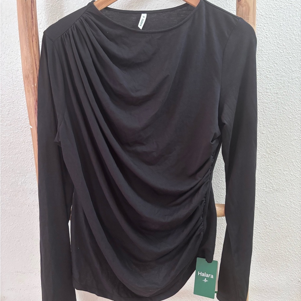 HALARA Elegant Black Long Sleeve Top